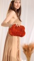 Rust Plush Yarn Clutch Bag