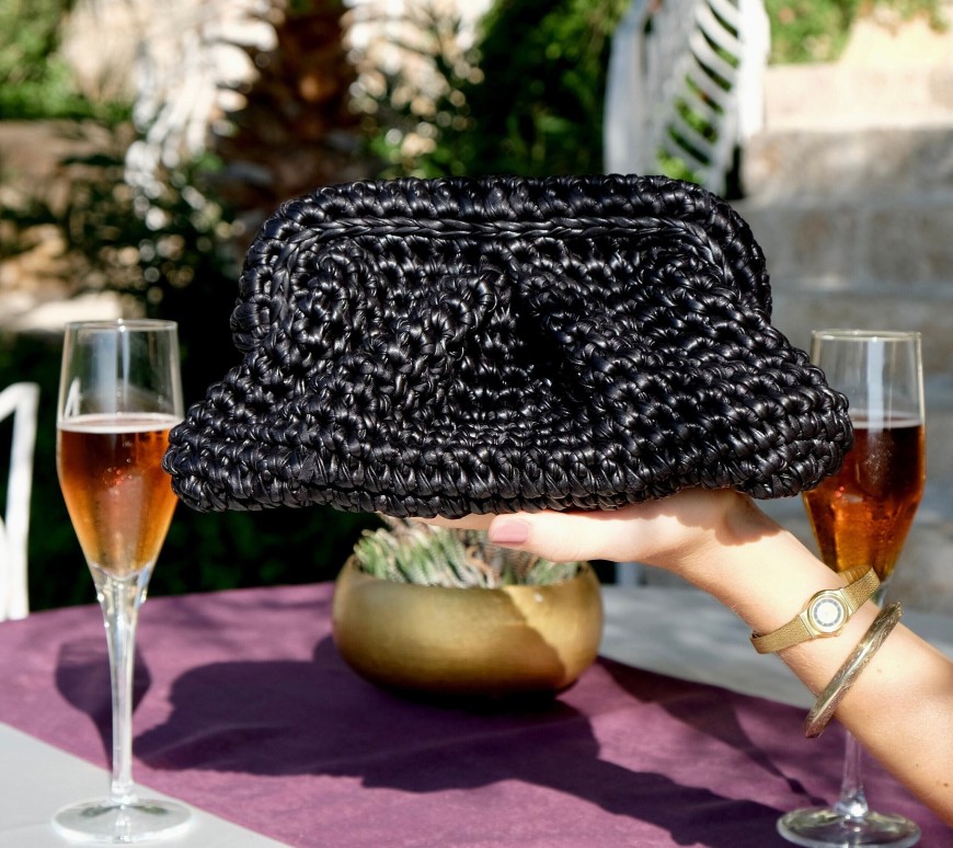 Black Organic Cotton Handwoven Clutch