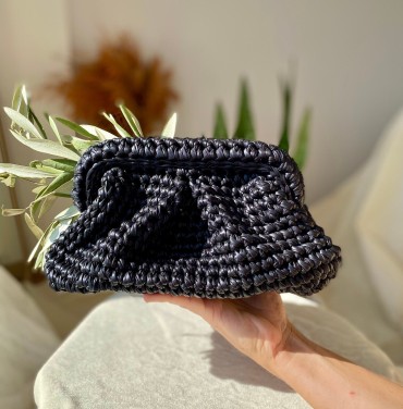 Black Organic Cotton Handwoven Clutch