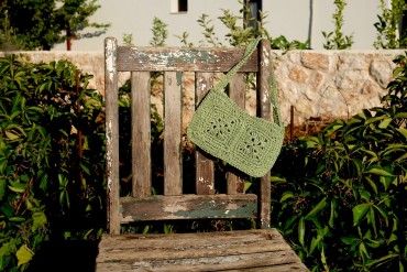 Green Organic Cotton Crochet Shoulder Bag