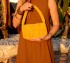 Yellow Wool Blend Knitted Shoulder Bag