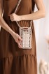Simple Beige Cotton Crochet Crossbody Bag