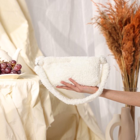 White plush shoulder bag