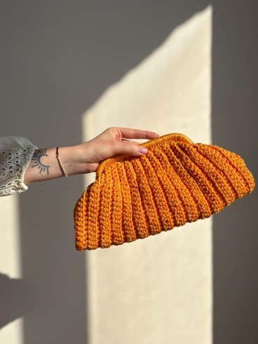 Orange Cotton Handwoven Clutch