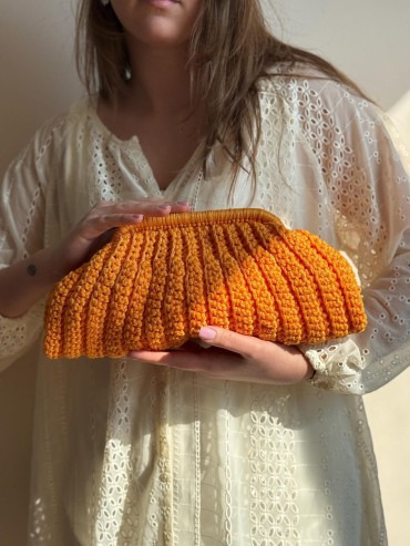 Orange Cotton Handwoven Clutch