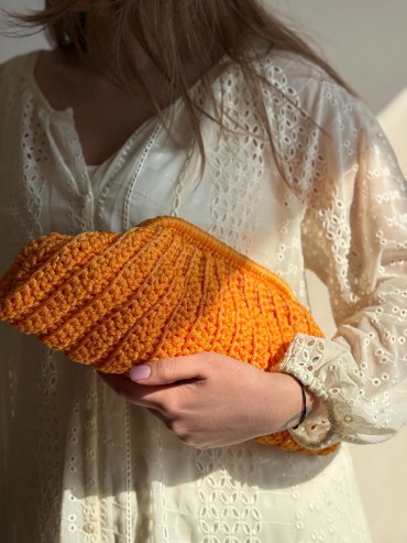 Orange Cotton Handwoven Clutch