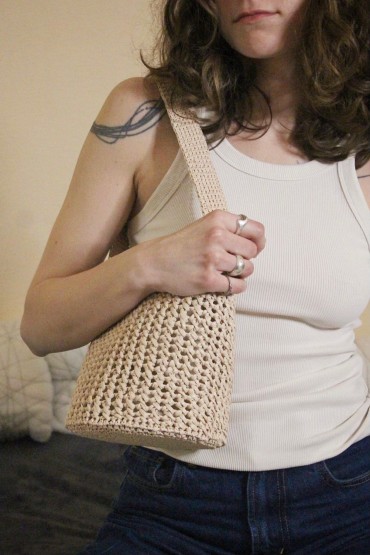 Natural Beige Handwoven Bucket Bag