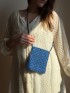 Blue Raffia Crossbody Bag with Beaded Detail